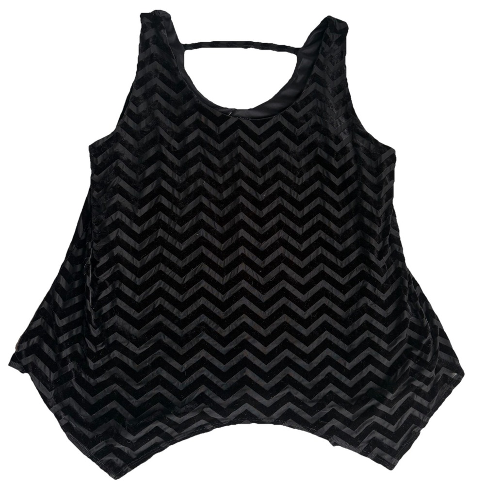 Lane Bryant Black Chevron Velvet Look Burnout‎ Tank Top Women's 18/20